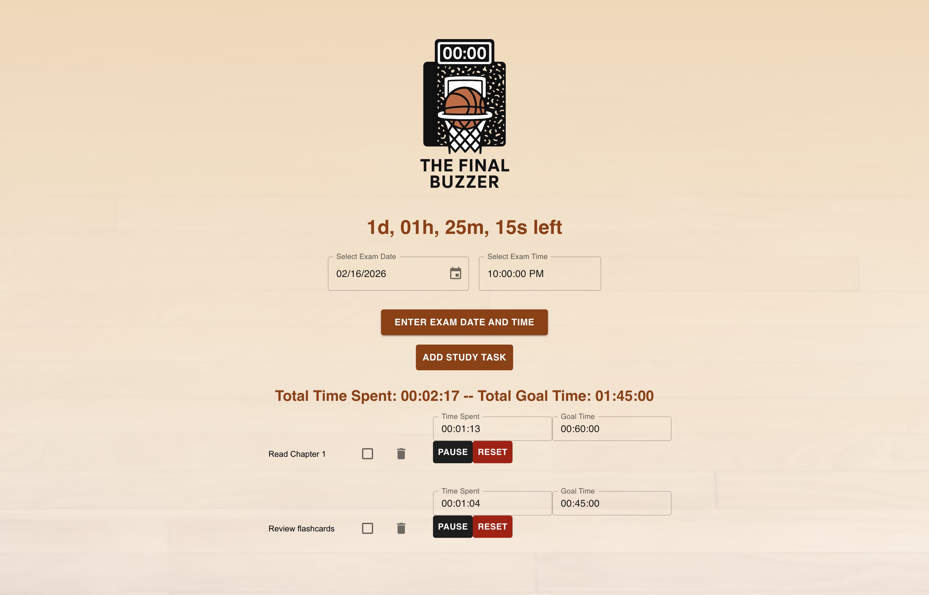 The Final Buzzer desktop dashboard